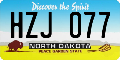 ND license plate HZJ077
