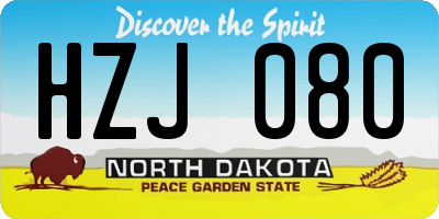 ND license plate HZJ080