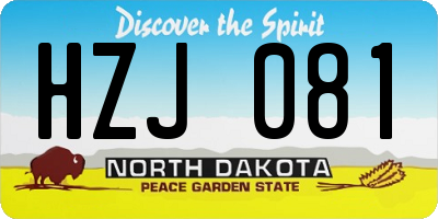 ND license plate HZJ081