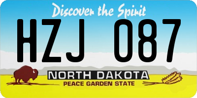 ND license plate HZJ087