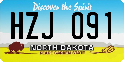 ND license plate HZJ091