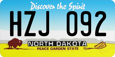 ND license plate HZJ092