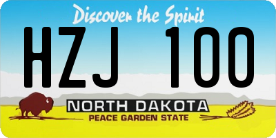 ND license plate HZJ100