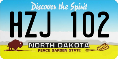 ND license plate HZJ102