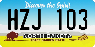 ND license plate HZJ103