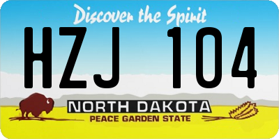 ND license plate HZJ104