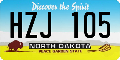ND license plate HZJ105
