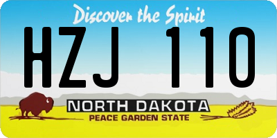 ND license plate HZJ110