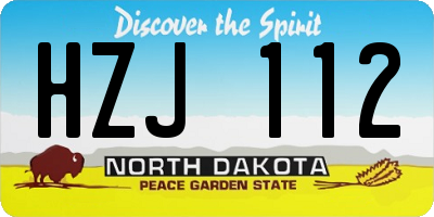 ND license plate HZJ112
