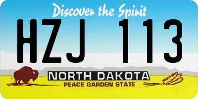 ND license plate HZJ113