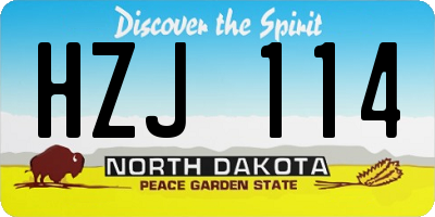 ND license plate HZJ114
