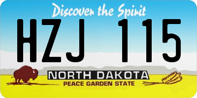 ND license plate HZJ115