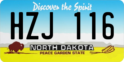 ND license plate HZJ116