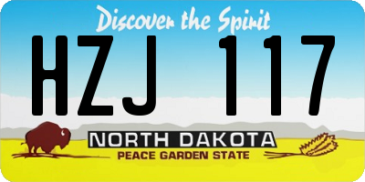 ND license plate HZJ117