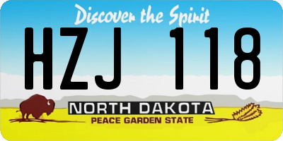 ND license plate HZJ118