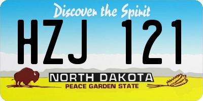 ND license plate HZJ121