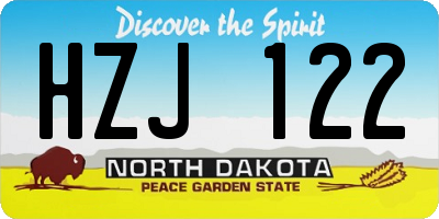 ND license plate HZJ122
