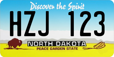 ND license plate HZJ123