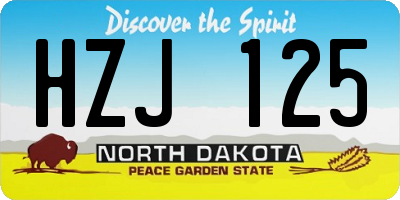 ND license plate HZJ125