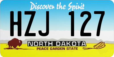 ND license plate HZJ127
