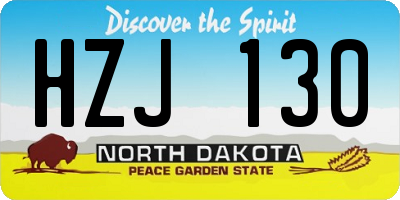 ND license plate HZJ130