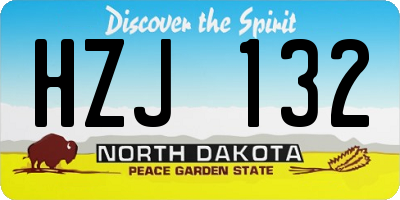 ND license plate HZJ132