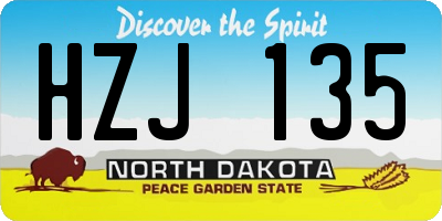 ND license plate HZJ135