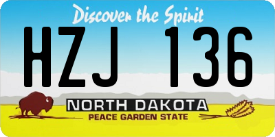 ND license plate HZJ136