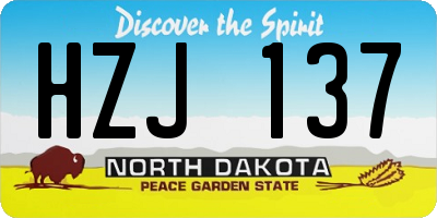 ND license plate HZJ137