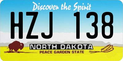 ND license plate HZJ138