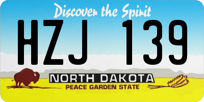 ND license plate HZJ139