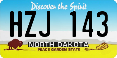 ND license plate HZJ143
