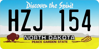 ND license plate HZJ154