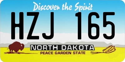 ND license plate HZJ165