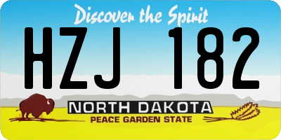 ND license plate HZJ182