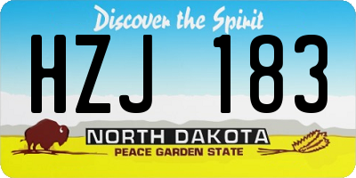 ND license plate HZJ183