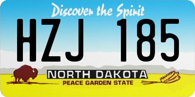 ND license plate HZJ185