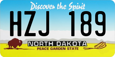 ND license plate HZJ189