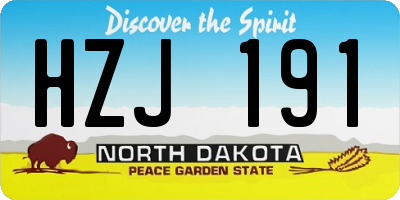 ND license plate HZJ191