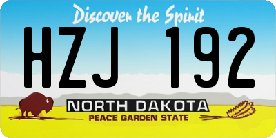 ND license plate HZJ192