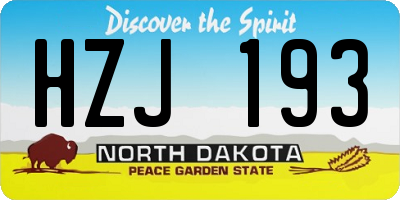 ND license plate HZJ193