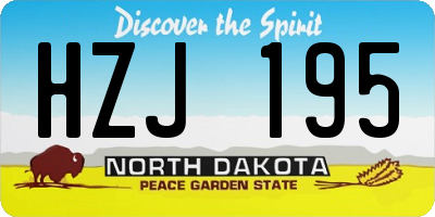 ND license plate HZJ195