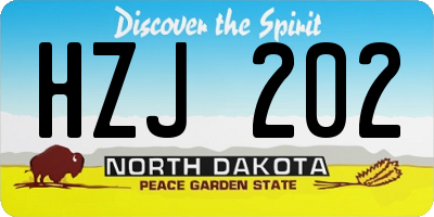 ND license plate HZJ202