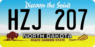ND license plate HZJ207
