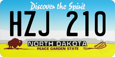 ND license plate HZJ210