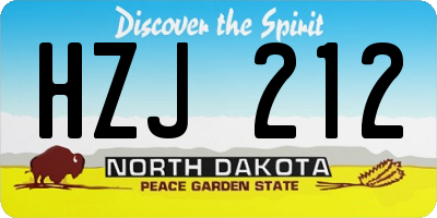 ND license plate HZJ212