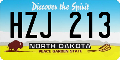 ND license plate HZJ213