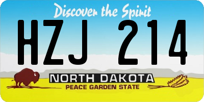 ND license plate HZJ214