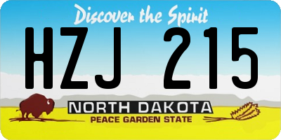 ND license plate HZJ215