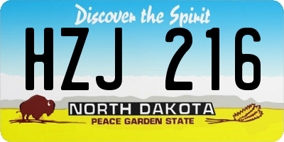 ND license plate HZJ216